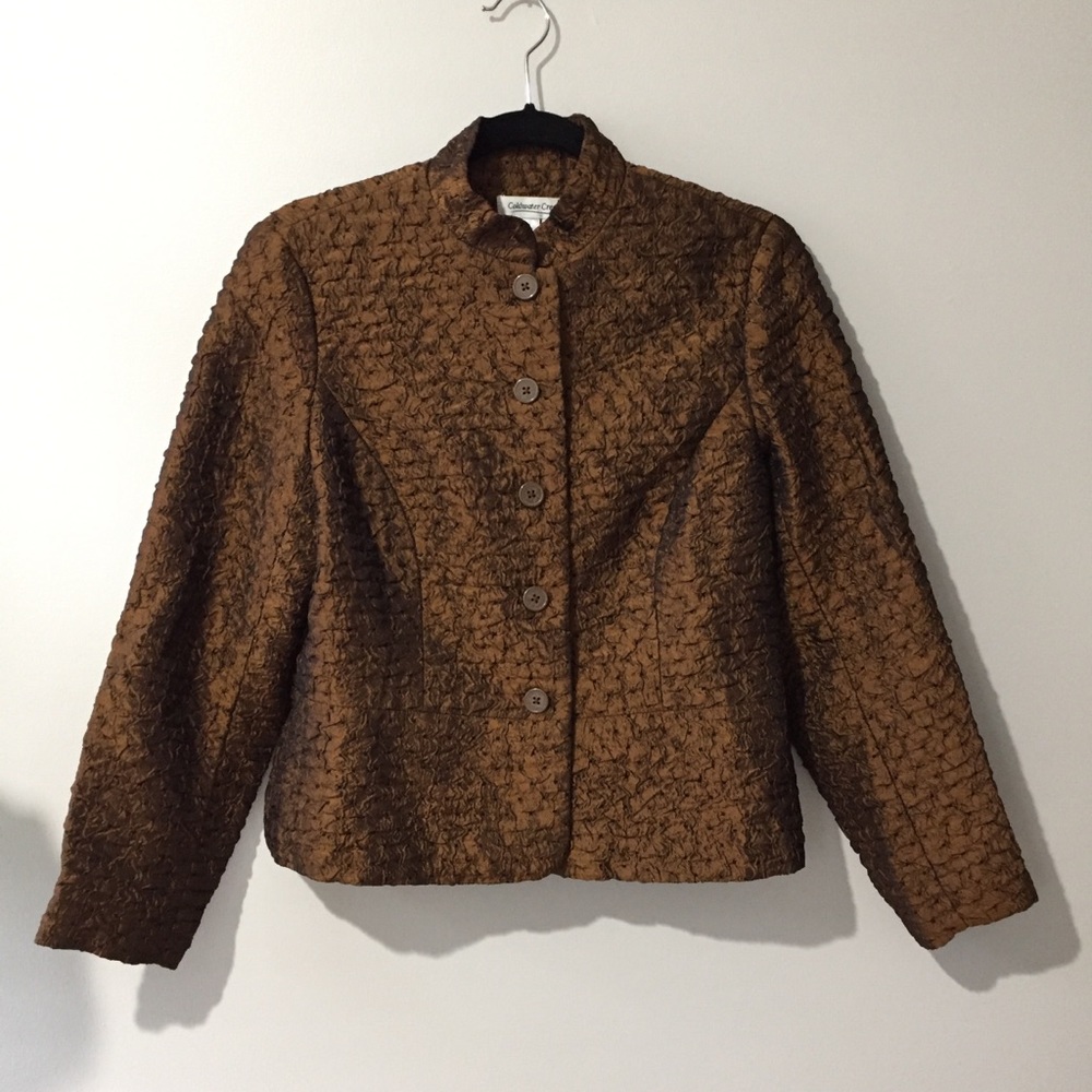 Coldwater Creek Crinkle Quilted Satin Jacket PS